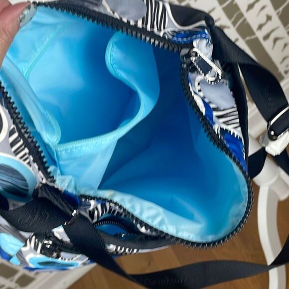 Brighton Dot Print Nylon Crossbody Bag Blue, Black, Gray, White - Picture 9 of 16